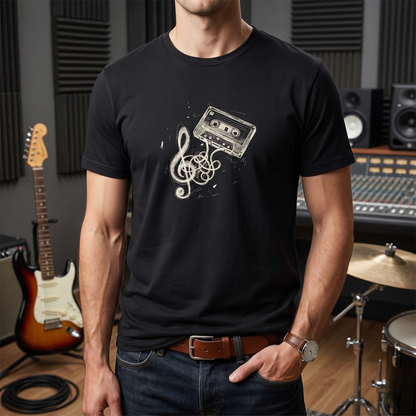 Drawn Music Note Cassette T-Shirt