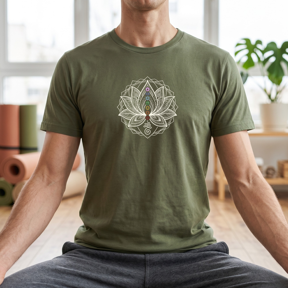 Line Art Chakra Lotus Flower T-Shirt