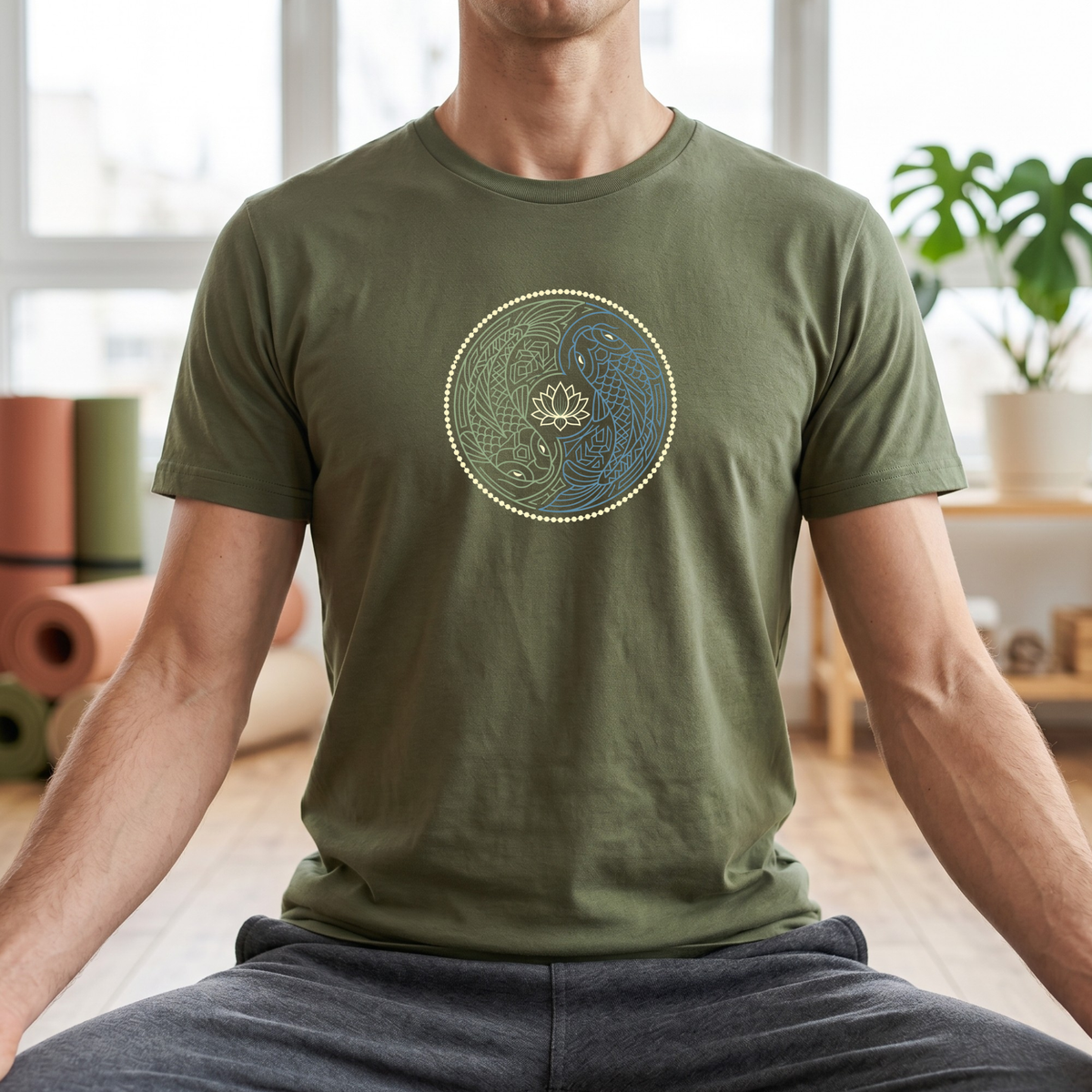 Line Art Koi Yin Yang T-Shirt
