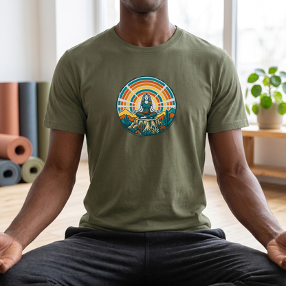 Retro Sunset Desert Yoga Pose T-Shirt