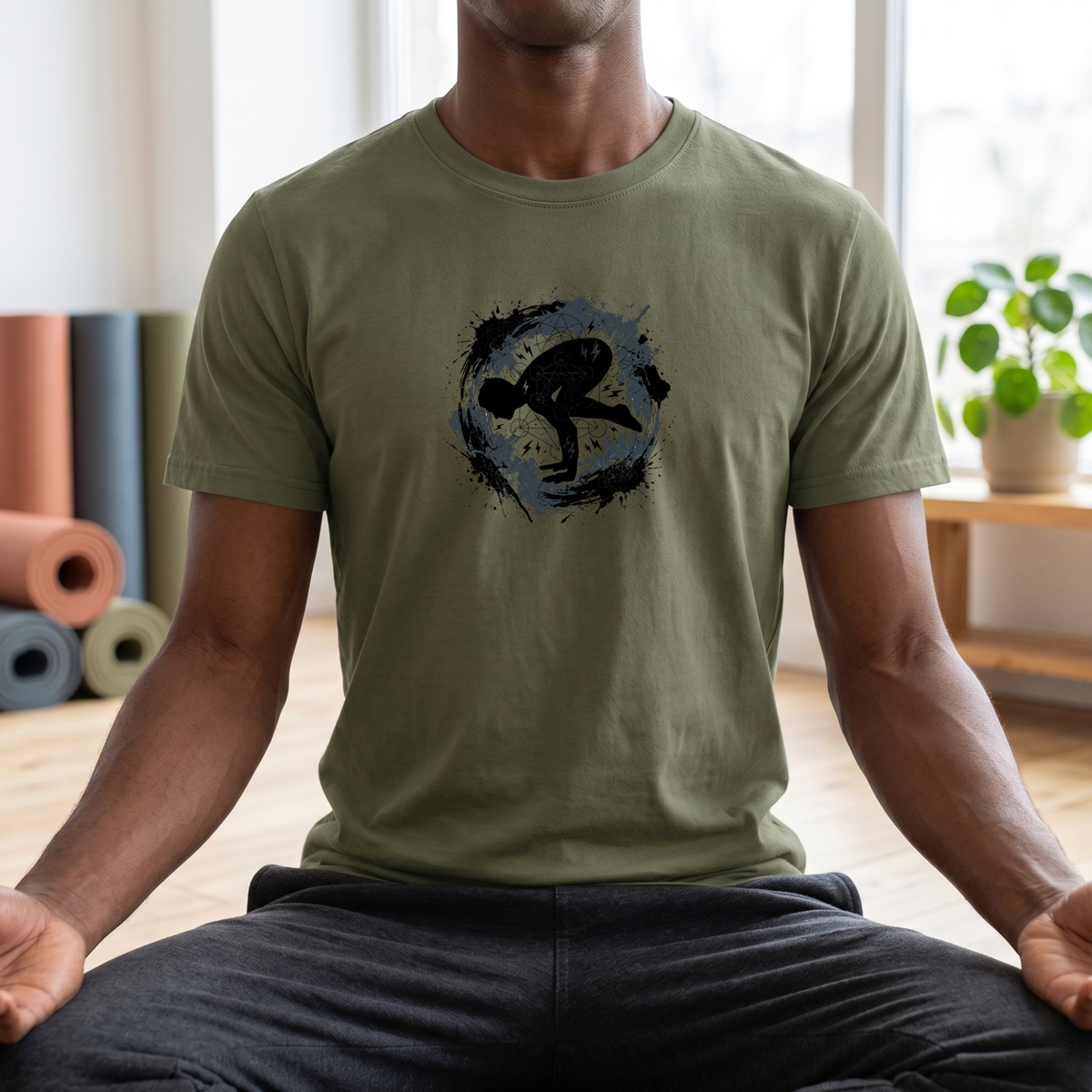 Electric Splatter Yoga Pose T-Shirt