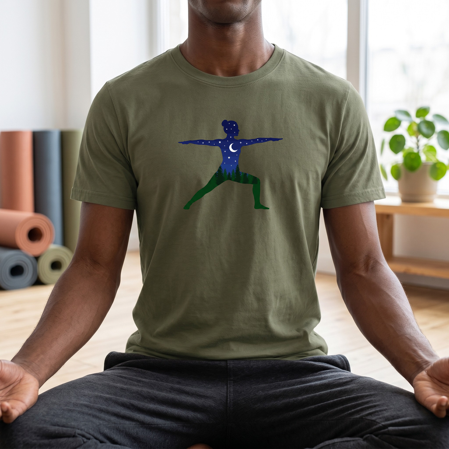 Night Forest Warrior Pose T-Shirt
