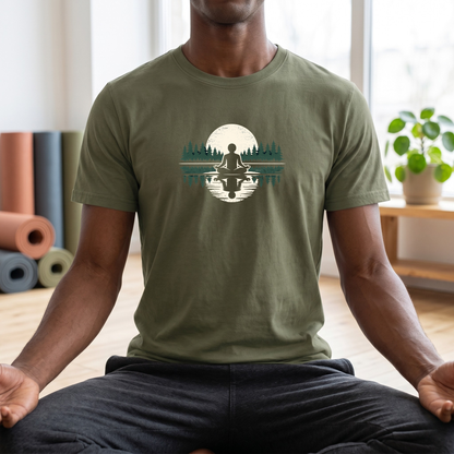 Trees & Moon Reflection Lotus Pose T-Shirt