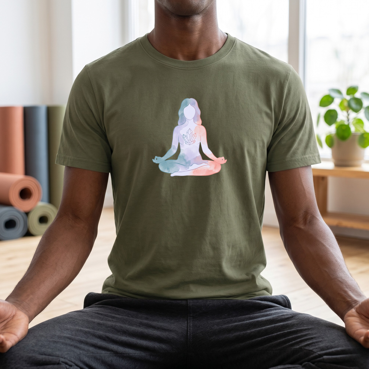 Watercolor Crystal Lotus Pose T-Shirt