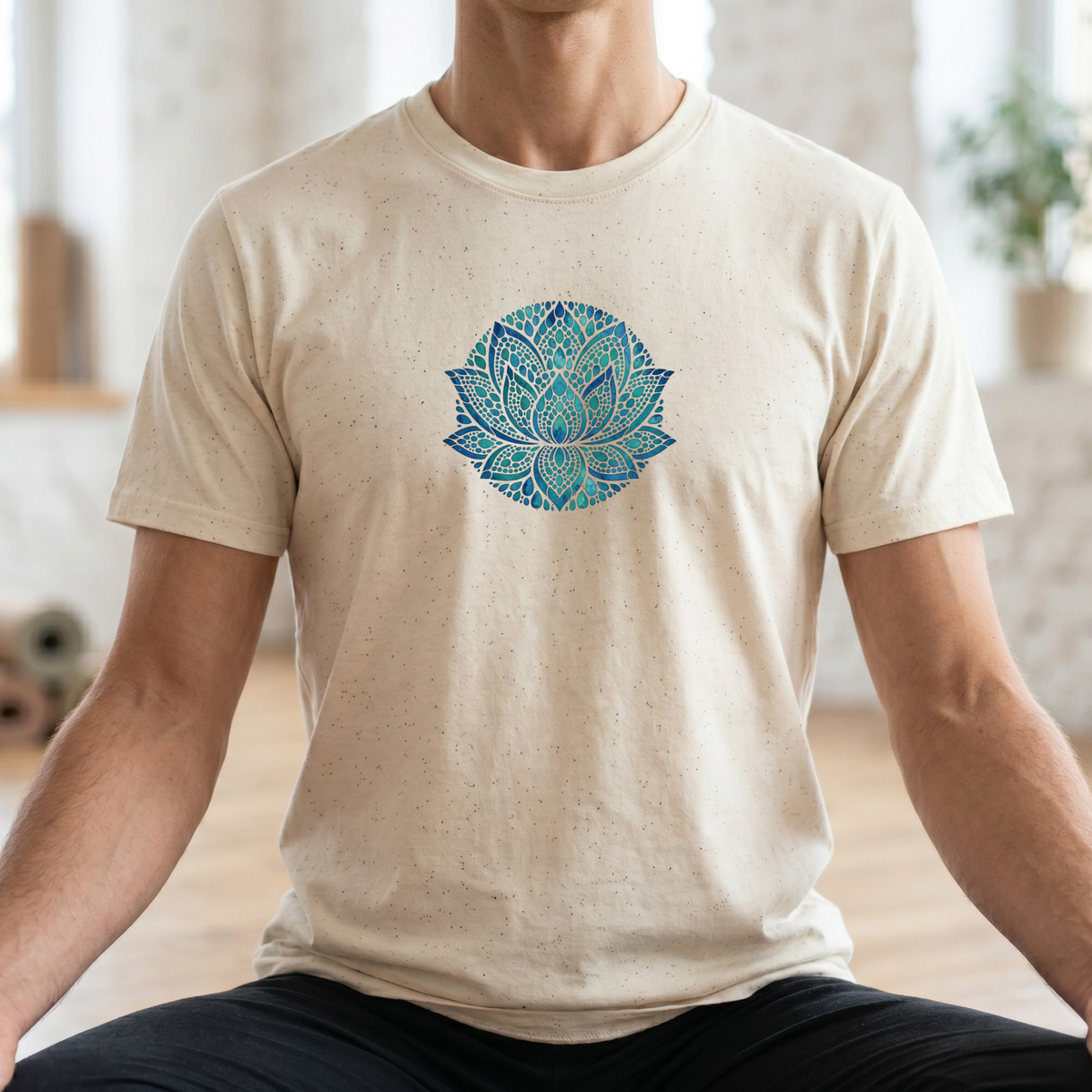 Watercolor Teal Lotus Flower T-Shirt