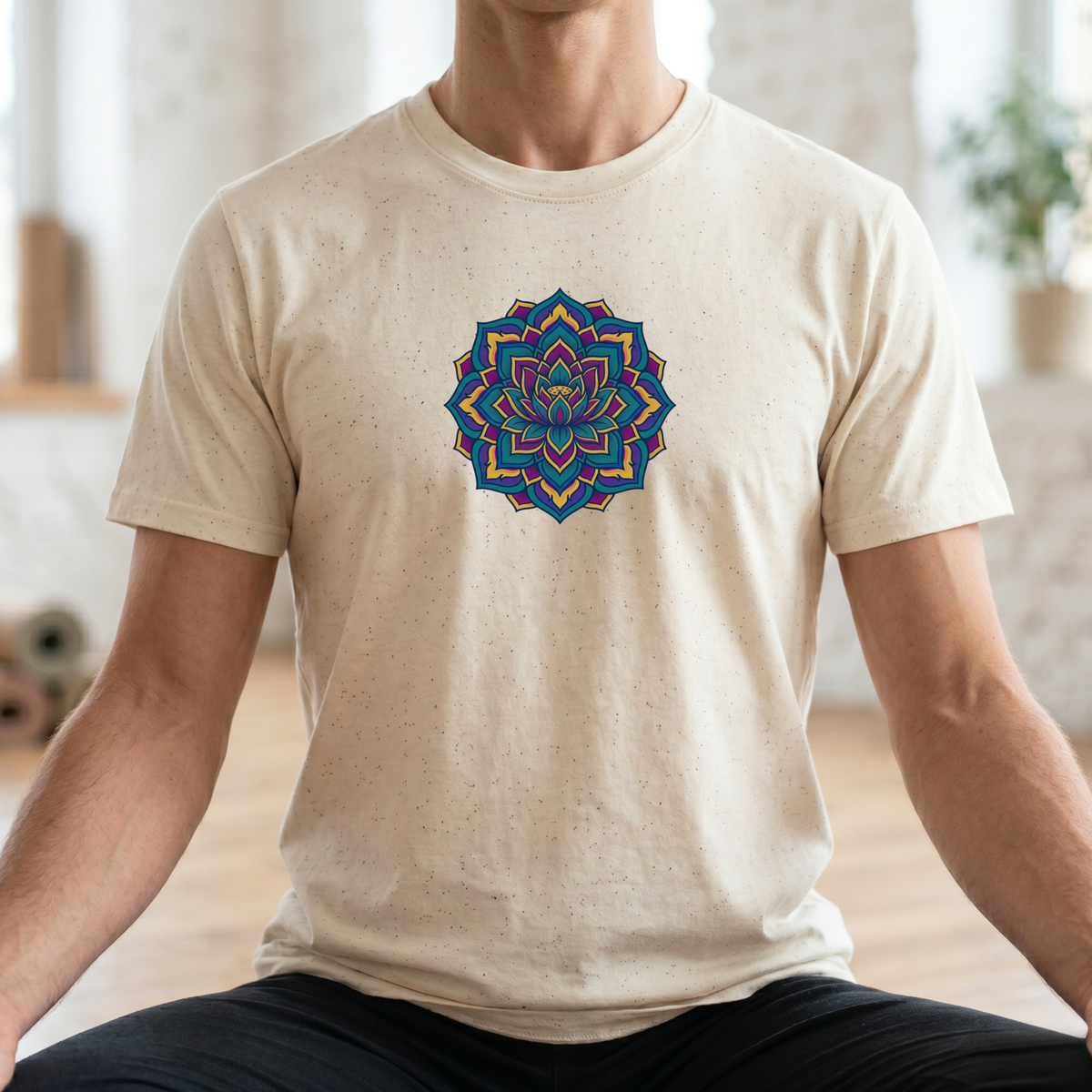 Deep Teal Floral Mandala T-Shirt