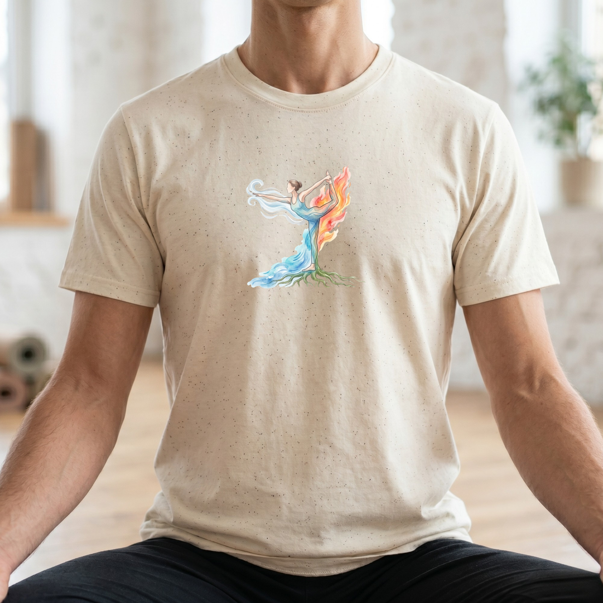 Watercolor Four Elements Yoga Pose T-Shirt
