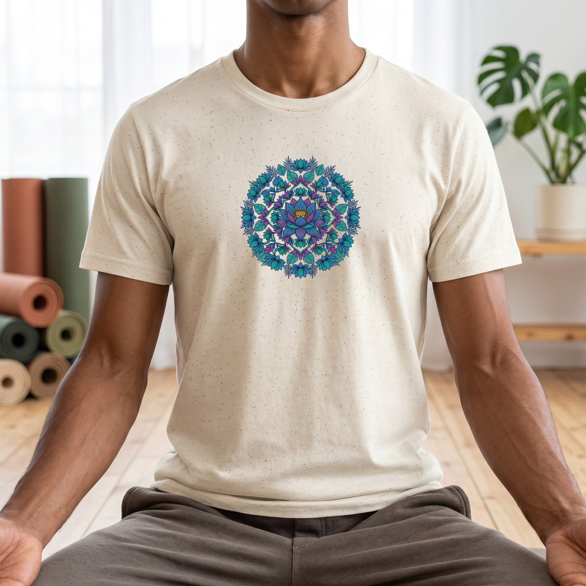 Blue Lotus Floral Mandala T-Shirt