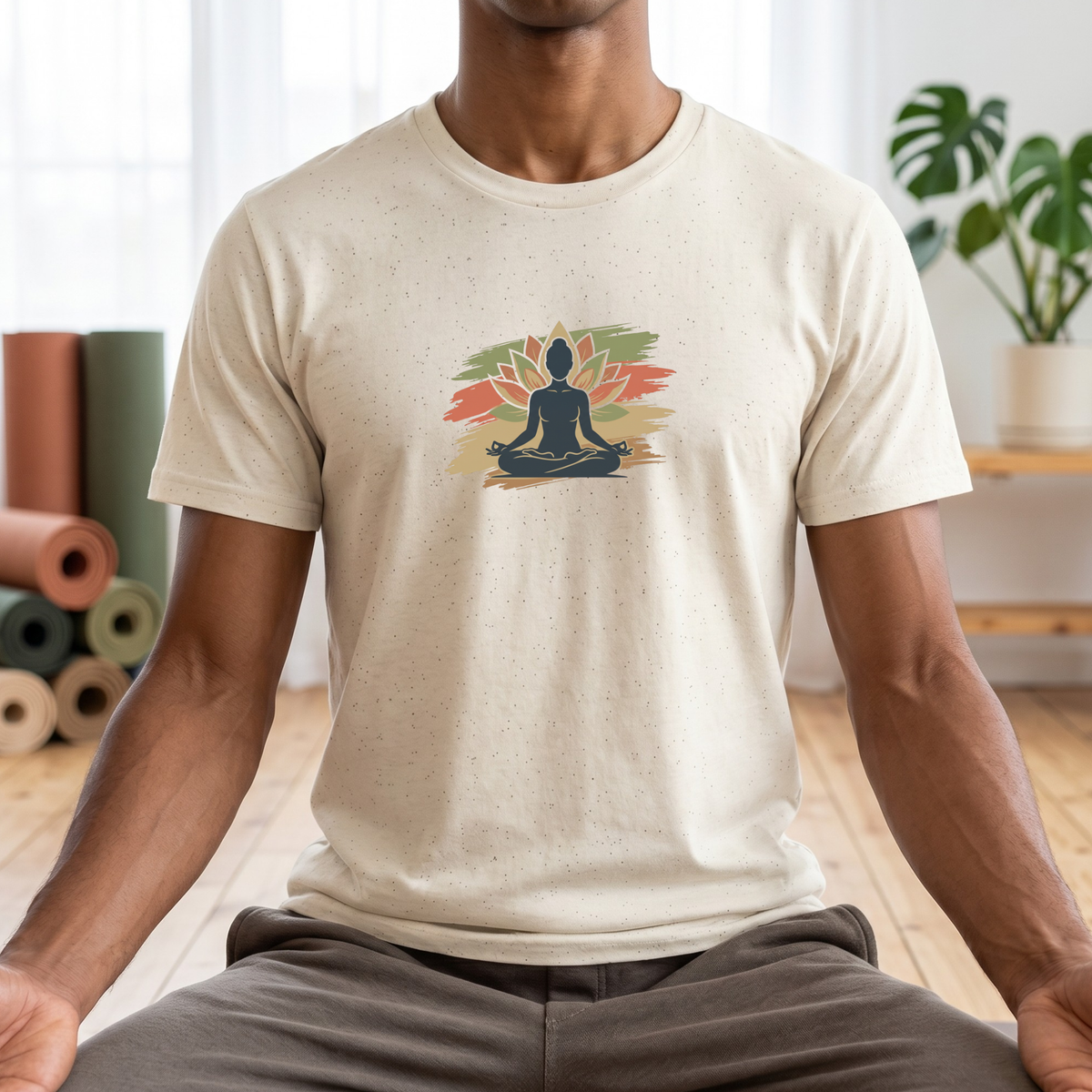 Earthy Brushstroke Lotus T-Shirt