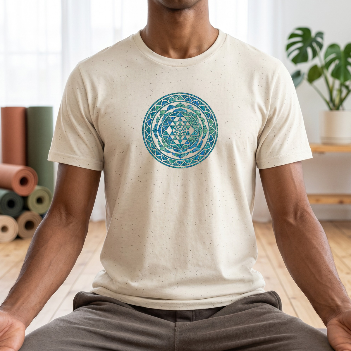 Watercolor Teal Mandala T-Shirt