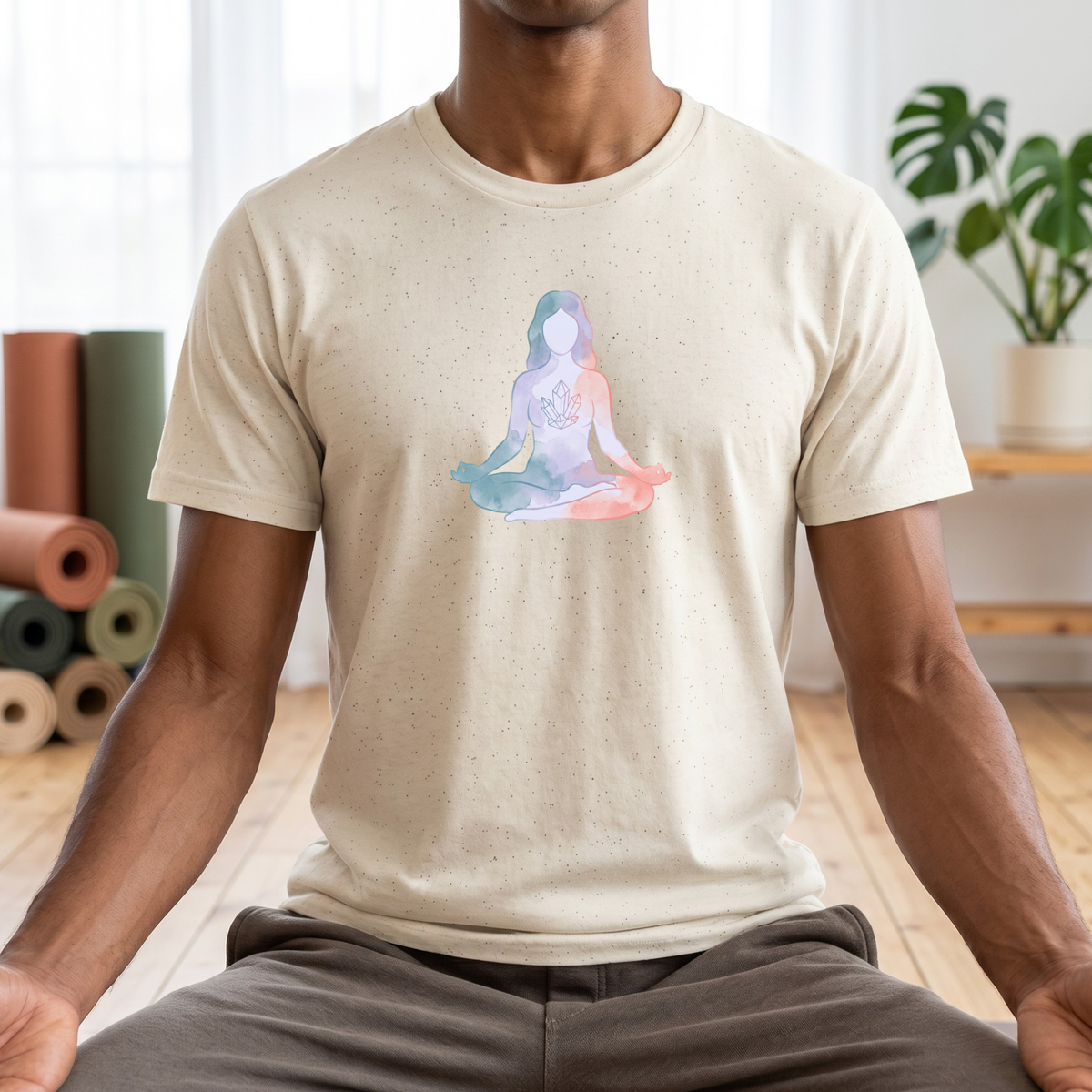 Watercolor Crystal Lotus Pose T-Shirt