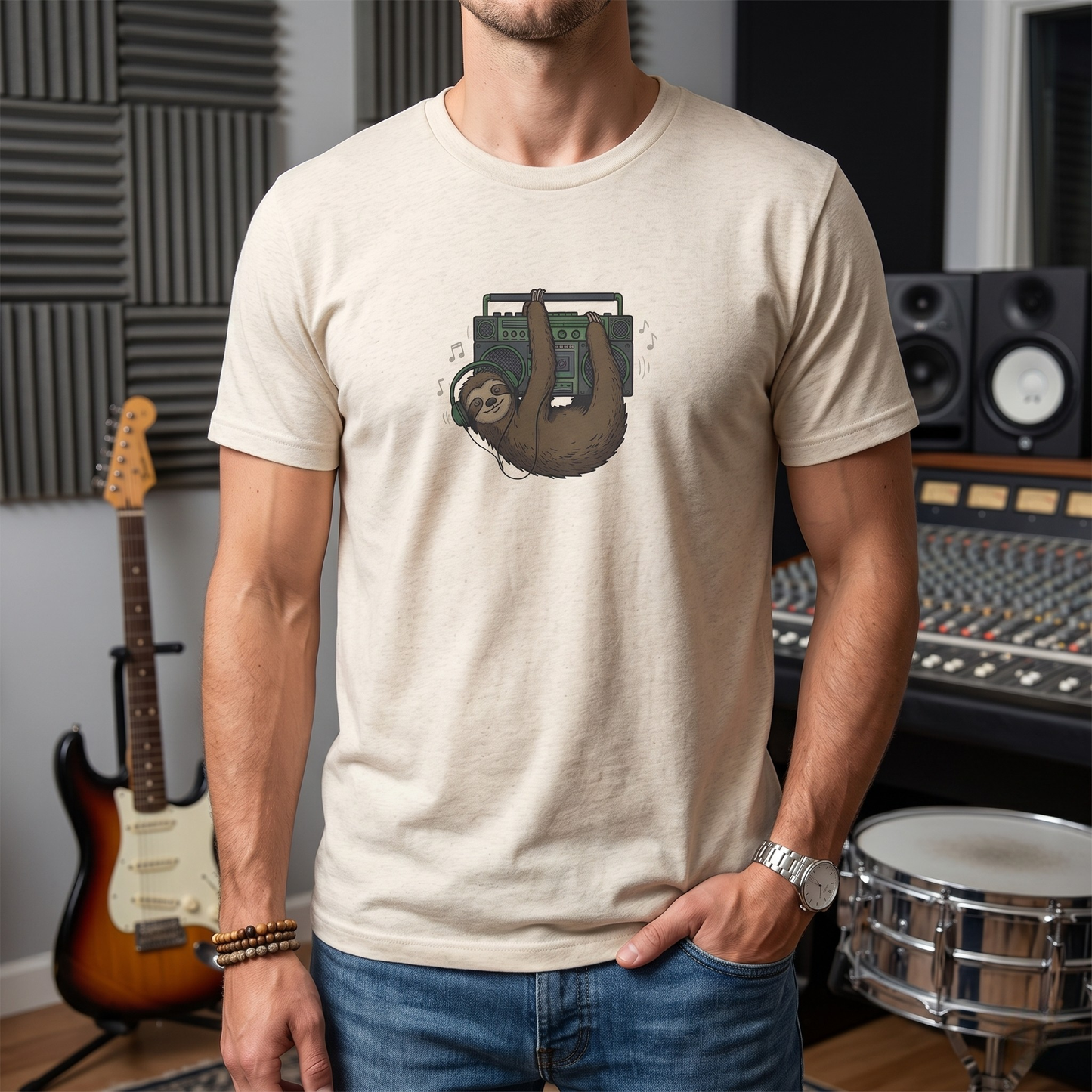 Retro Boombox Sloth T-Shirt