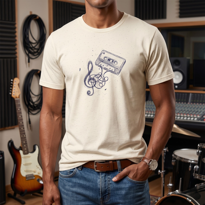 Drawn Music Note Cassette T-Shirt