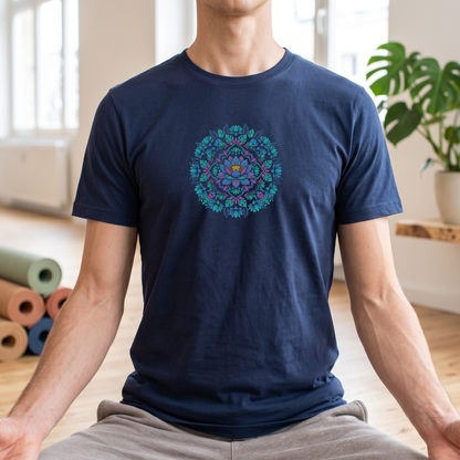 Blue Lotus Floral Mandala T-Shirt