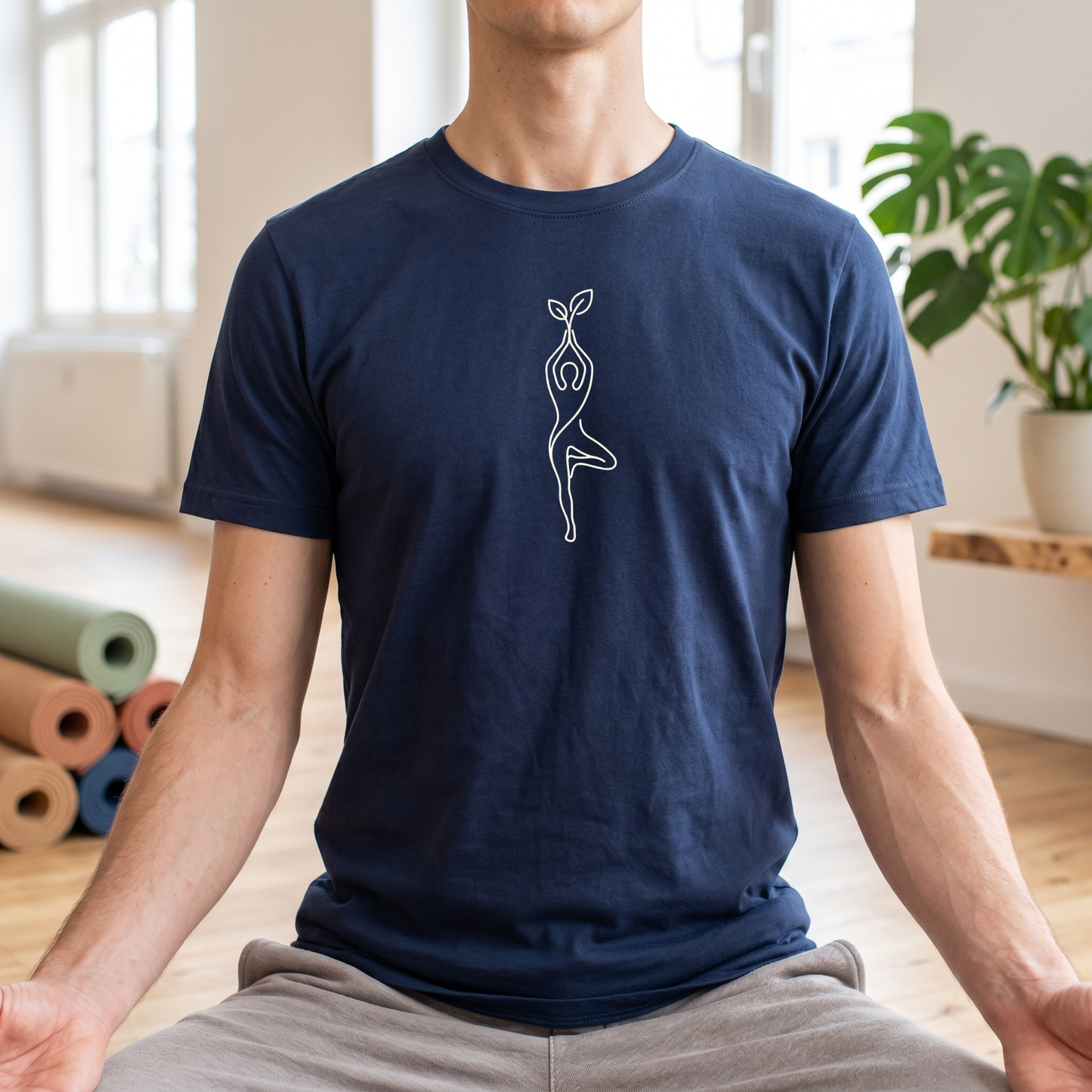 Line Art Leaf Yoga Pose T-Shirt