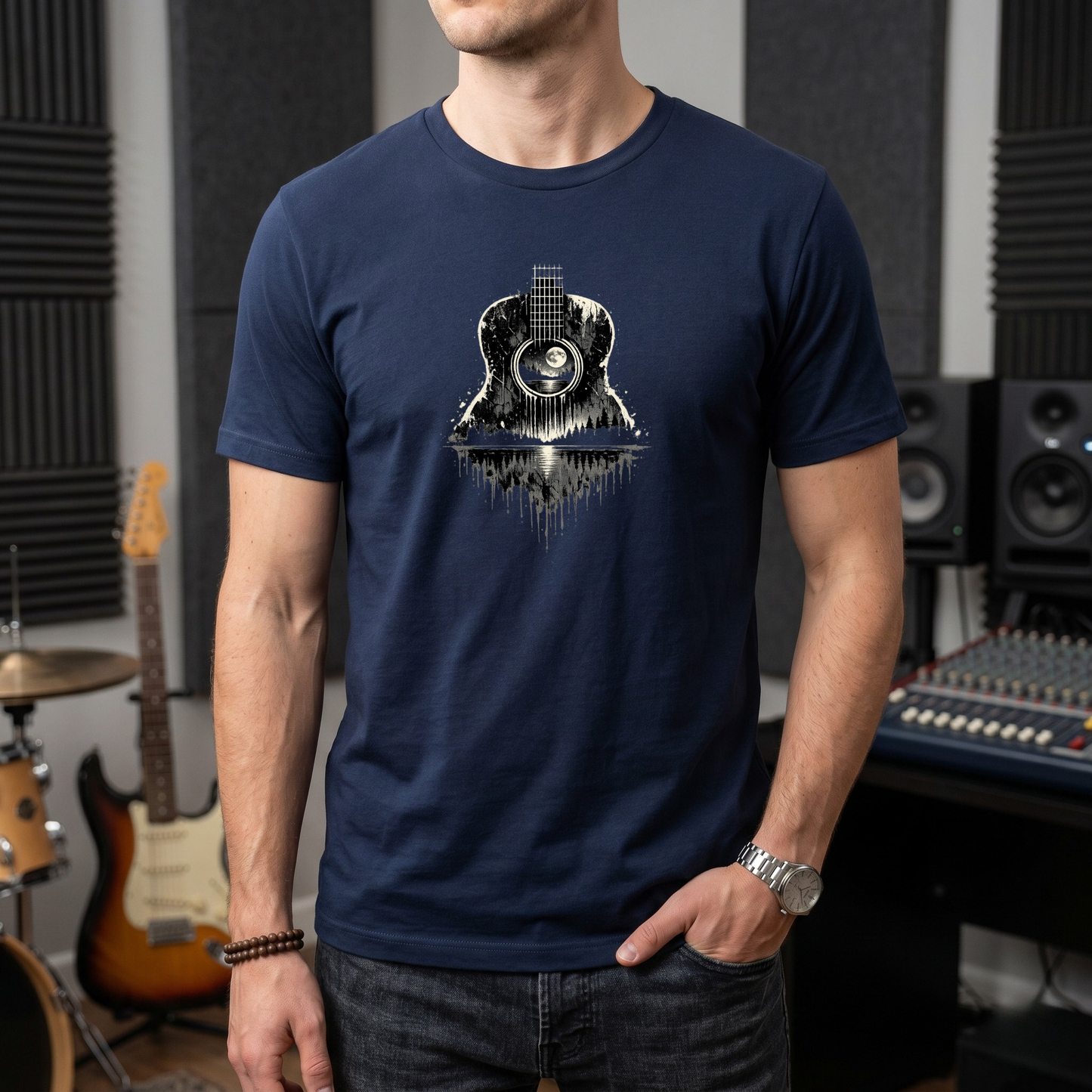 Cracked Moon Guitar T-Shirt