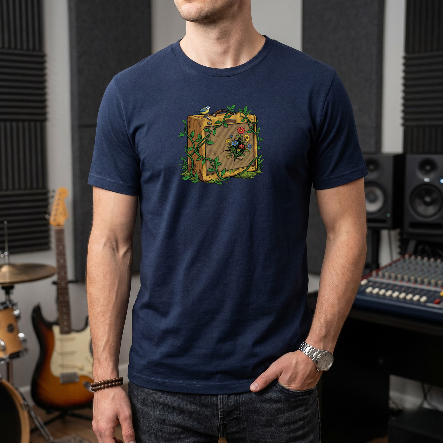 Bird and Flowers Amp T-Shirt
