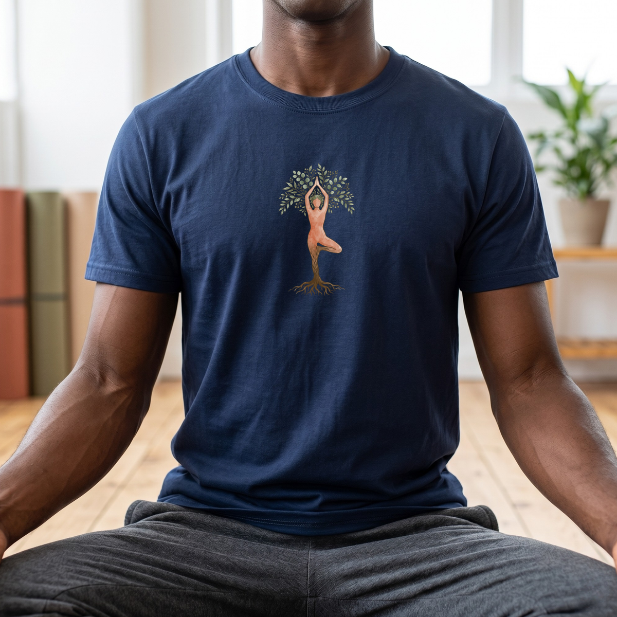 Watercolor Rooted Tree Pose T-Shirt