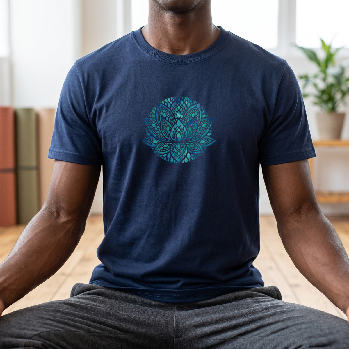 Watercolor Teal Lotus Flower T-Shirt