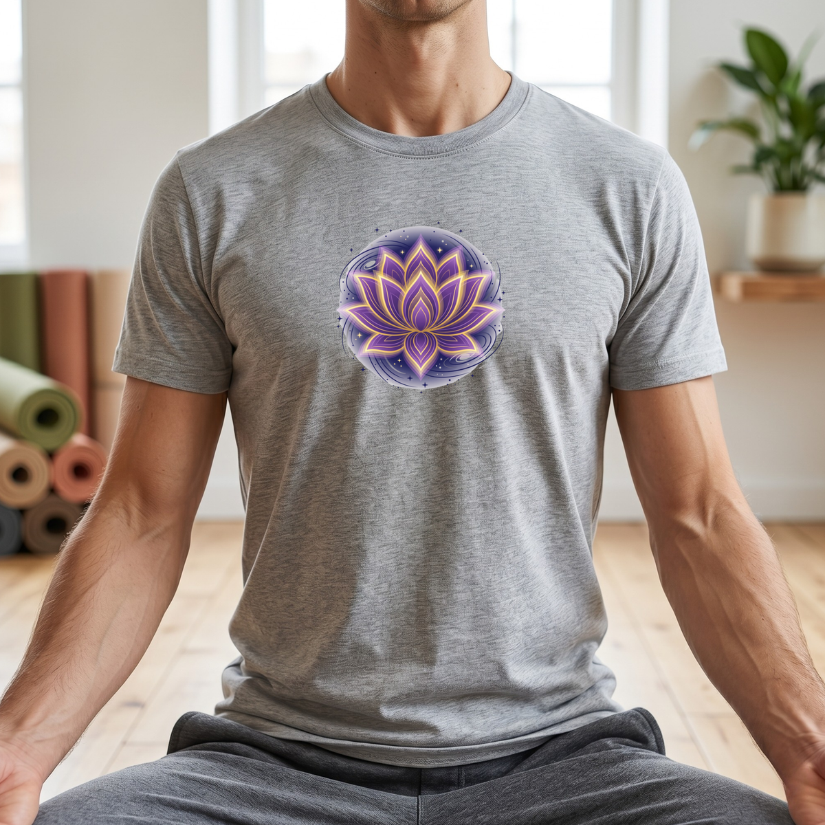 Cosmic Glowing Lotus Flower T-Shirt