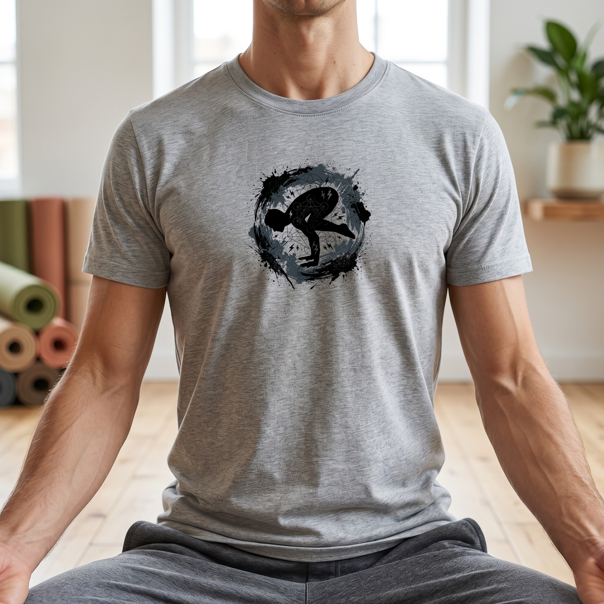 Electric Splatter Yoga Pose T-Shirt