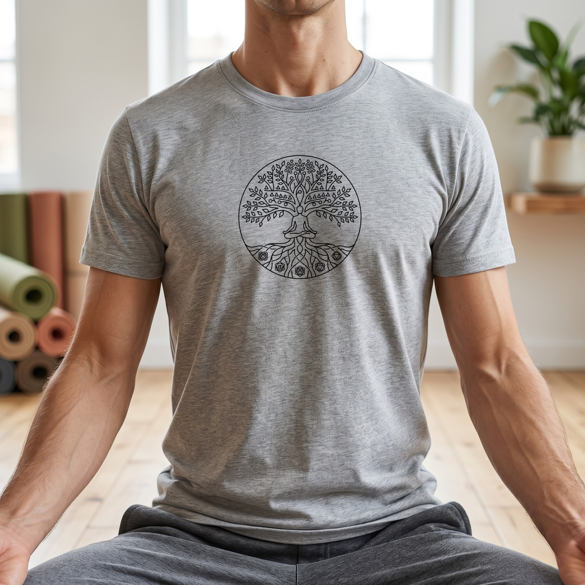 Line Art Chakras Tree T-Shirt
