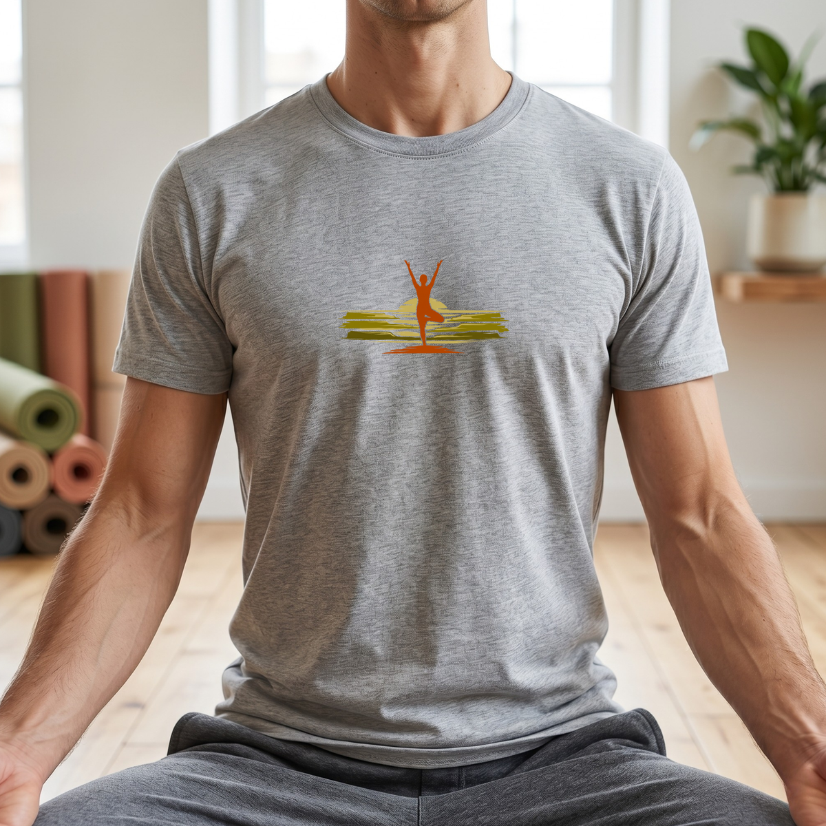 Brushstroke Sunset Tree Pose T-Shirt