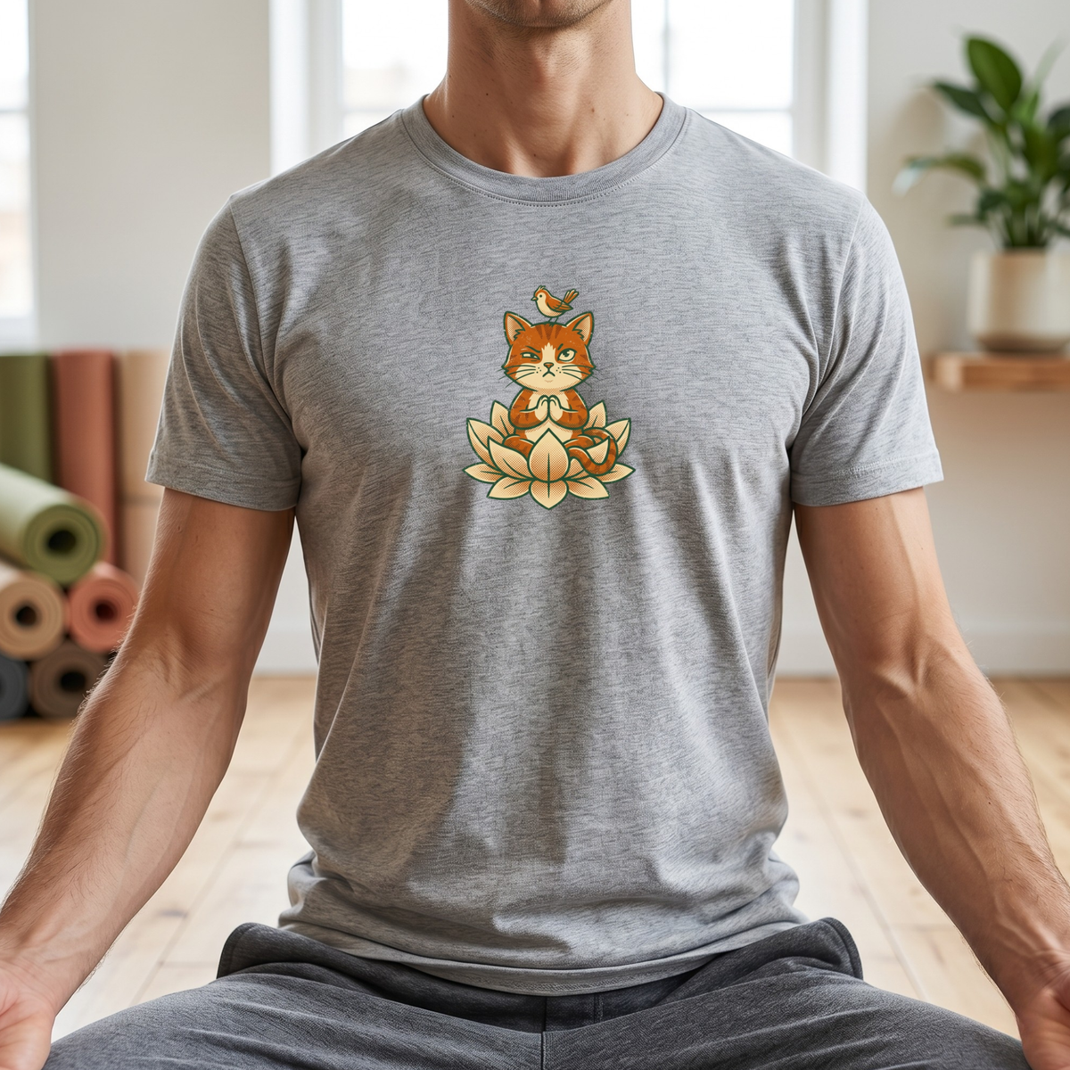 Trying to Focus Yoga Cat T-Shirt