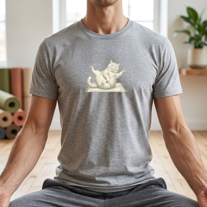 Black & White Clumsy Yoga Cat T-Shirt