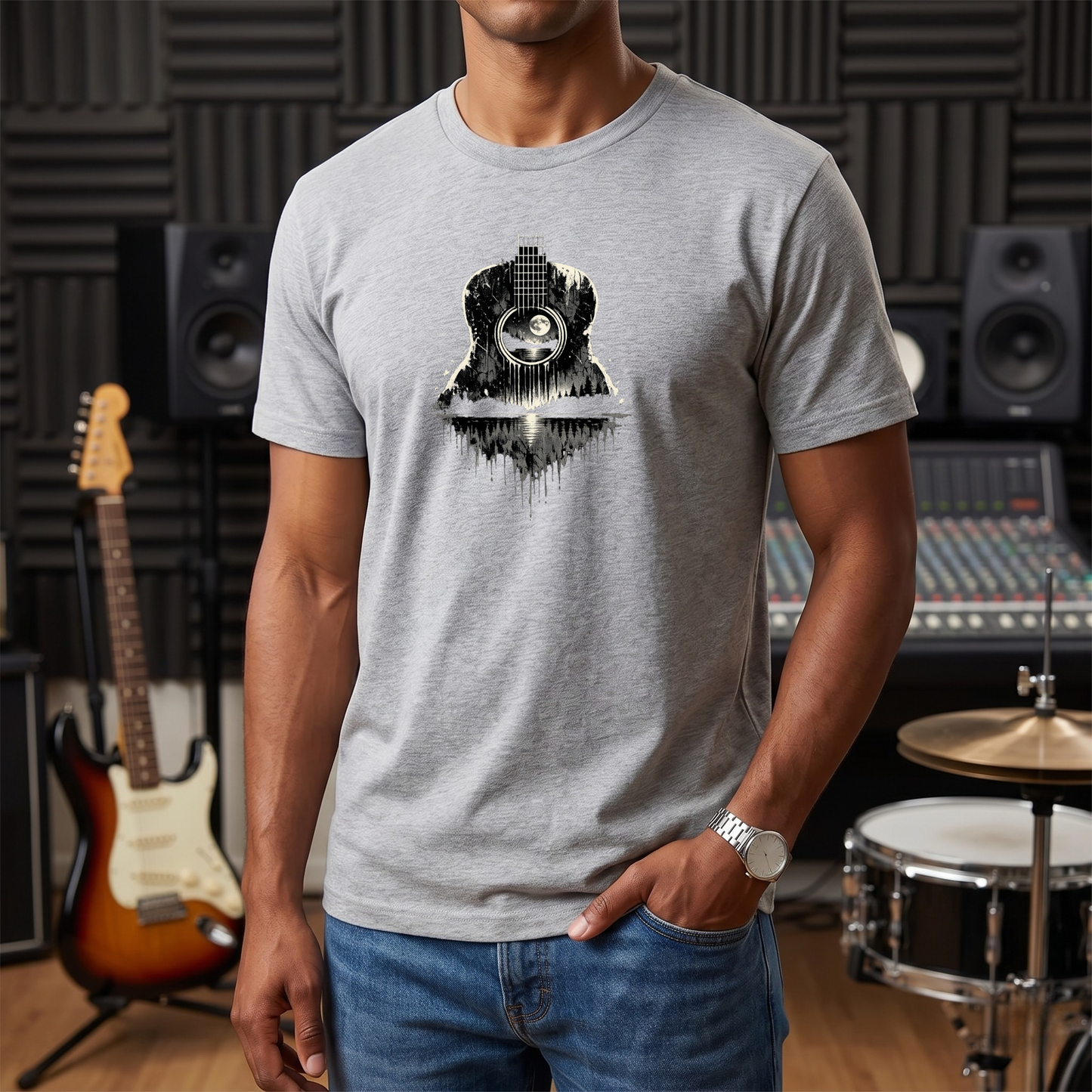 Cracked Moon Guitar T-Shirt