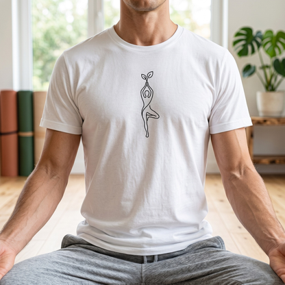 Line Art Leaf Yoga Pose T-Shirt