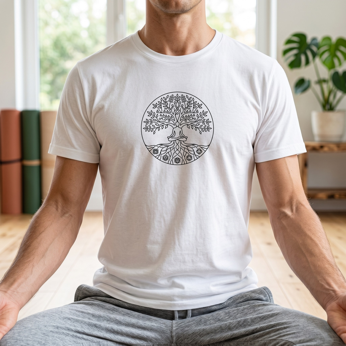 Line Art Chakras Tree T-Shirt