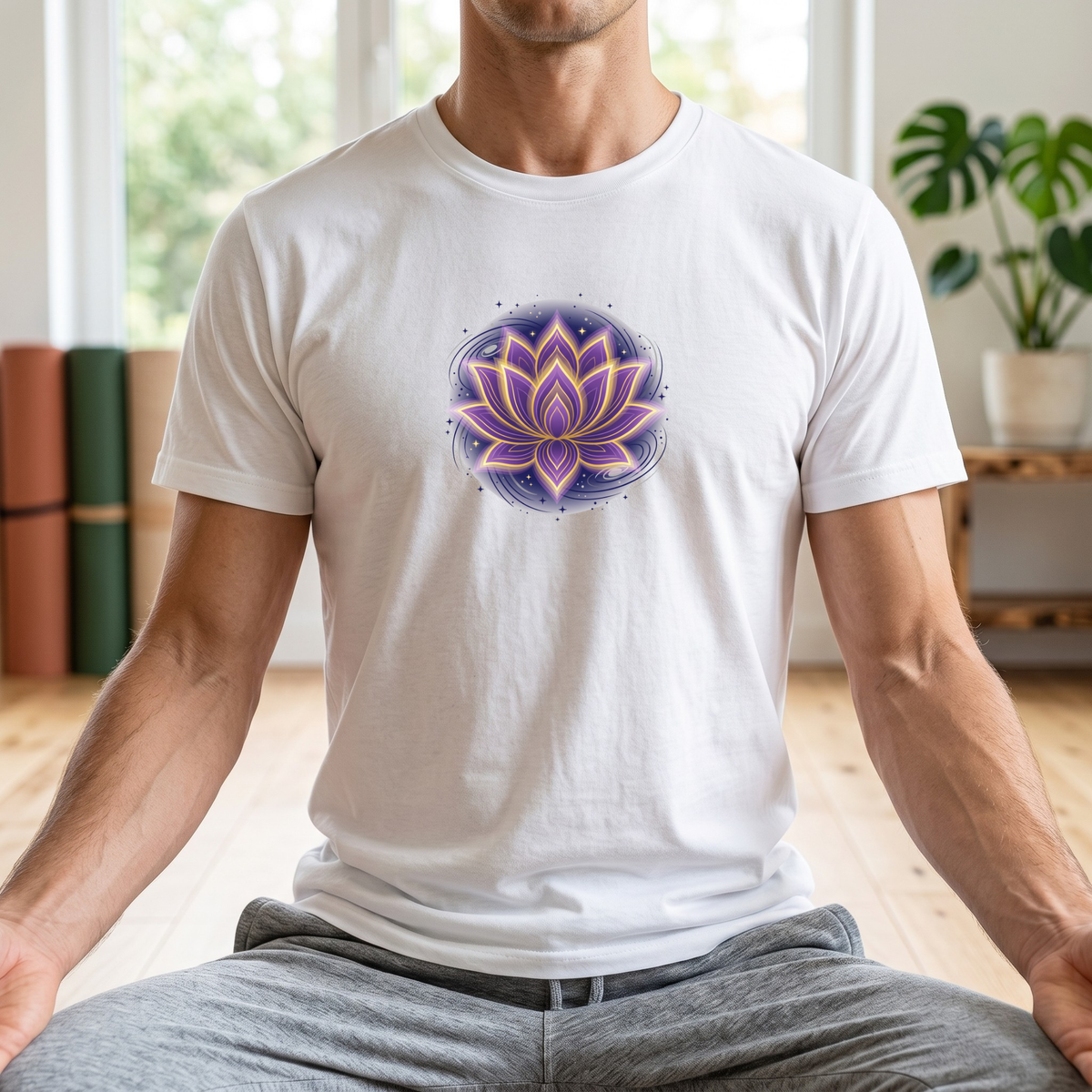 Cosmic Glowing Lotus Flower T-Shirt