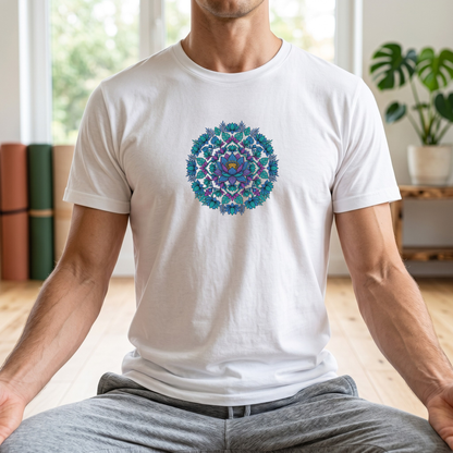 Blue Lotus Floral Mandala T-Shirt