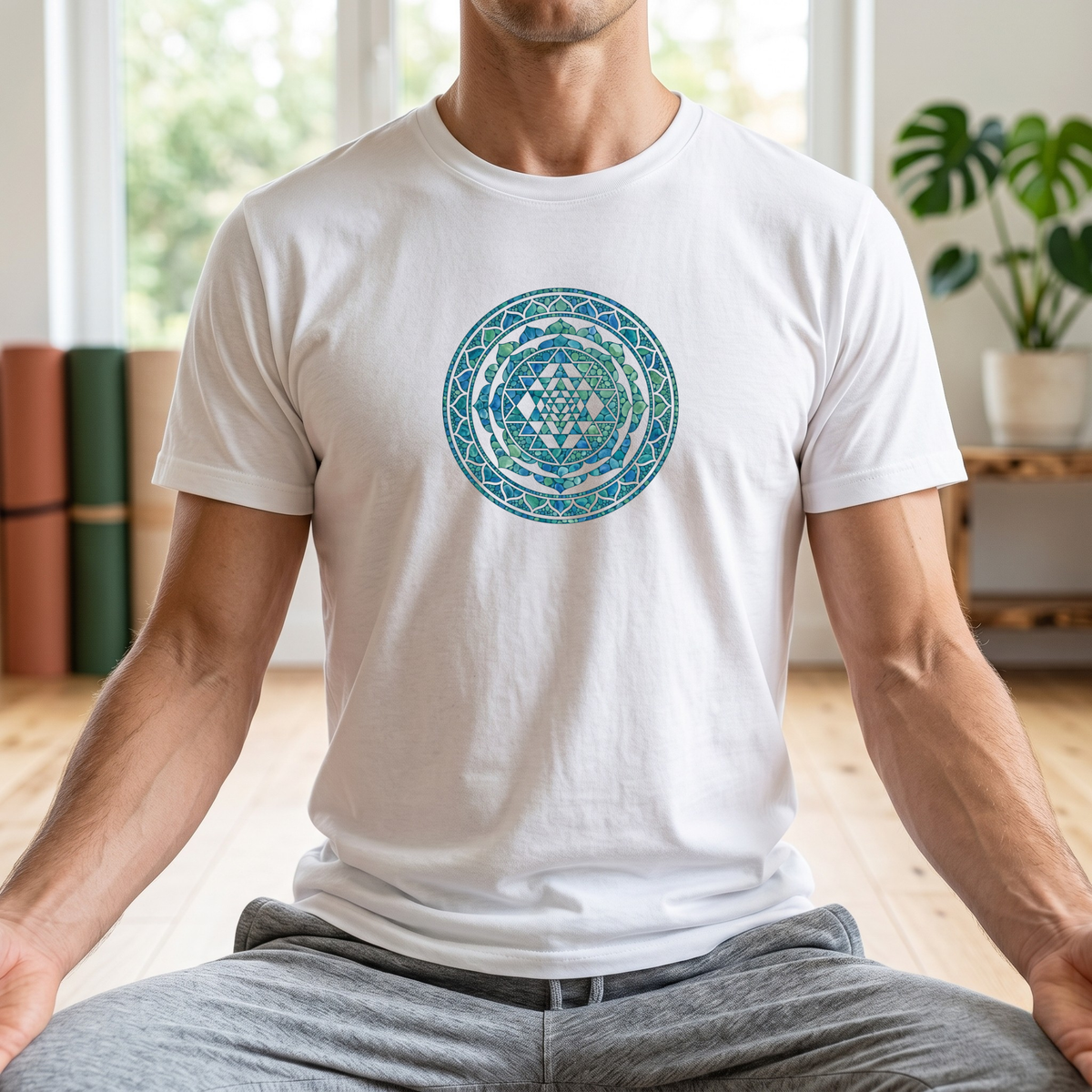 Watercolor Teal Mandala T-Shirt