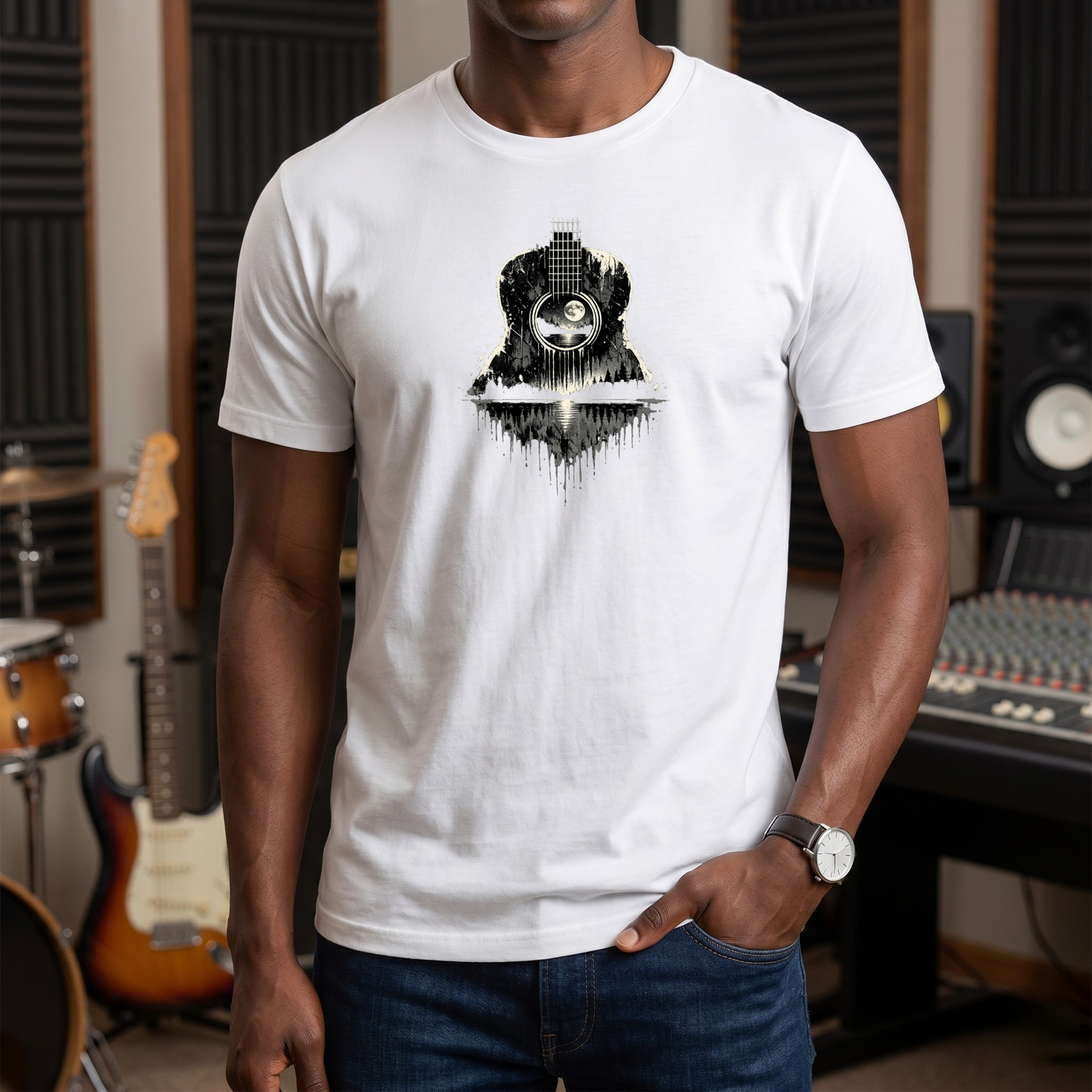 Cracked Moon Guitar T-Shirt