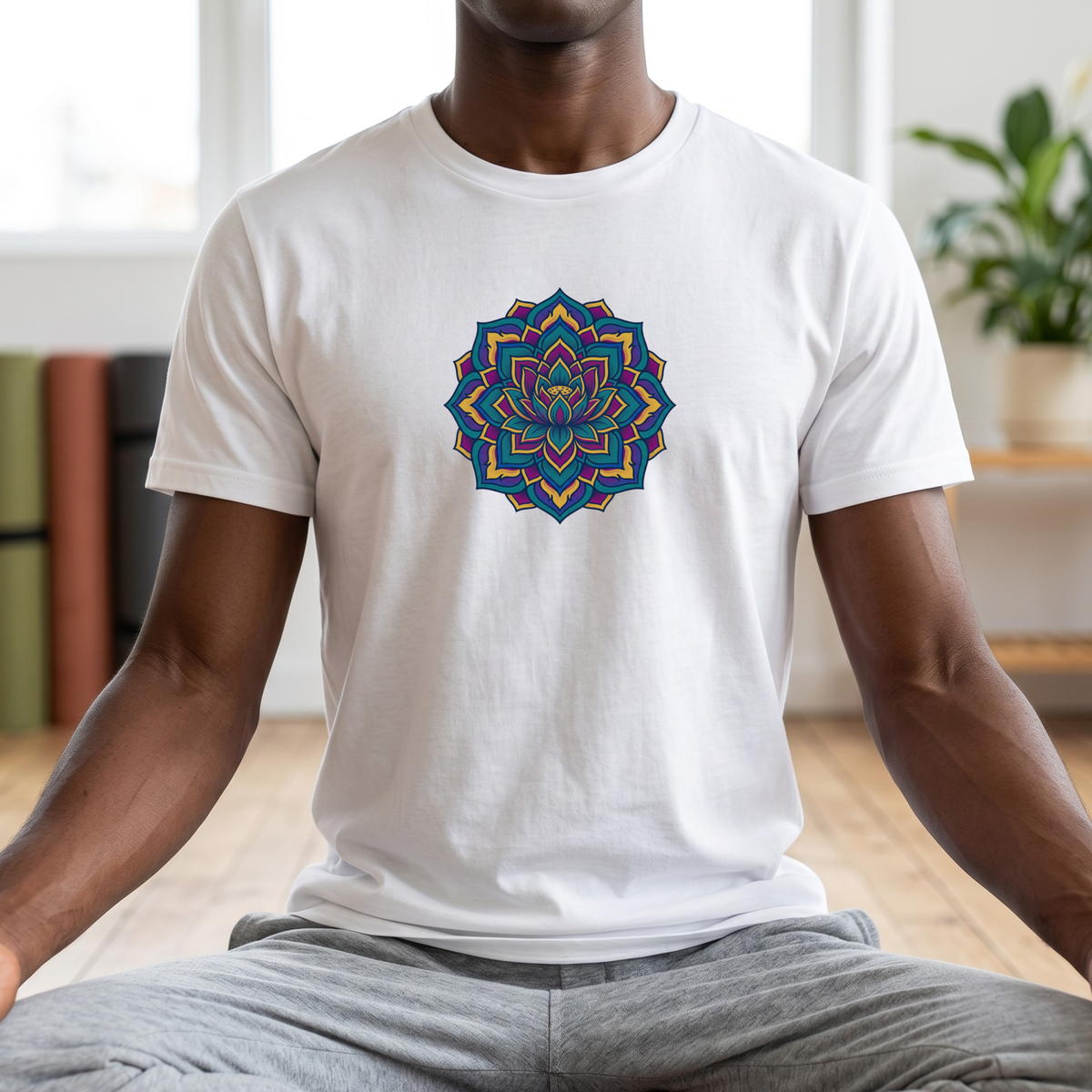 Deep Teal Floral Mandala T-Shirt