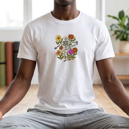 Retro Floral Yoga Skeleton T-Shirt