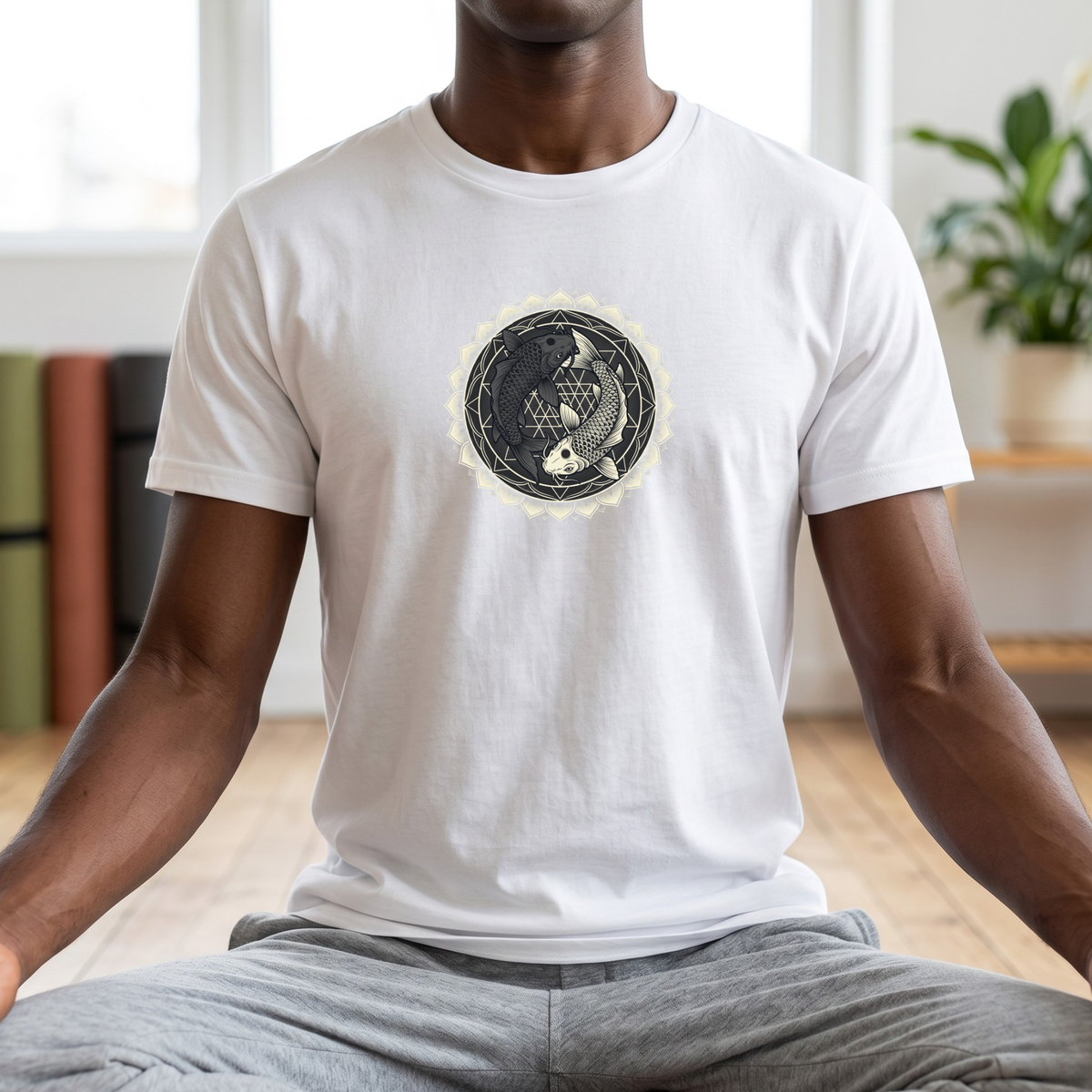 Sacred Geometry Koi Yin Yang T-Shirt