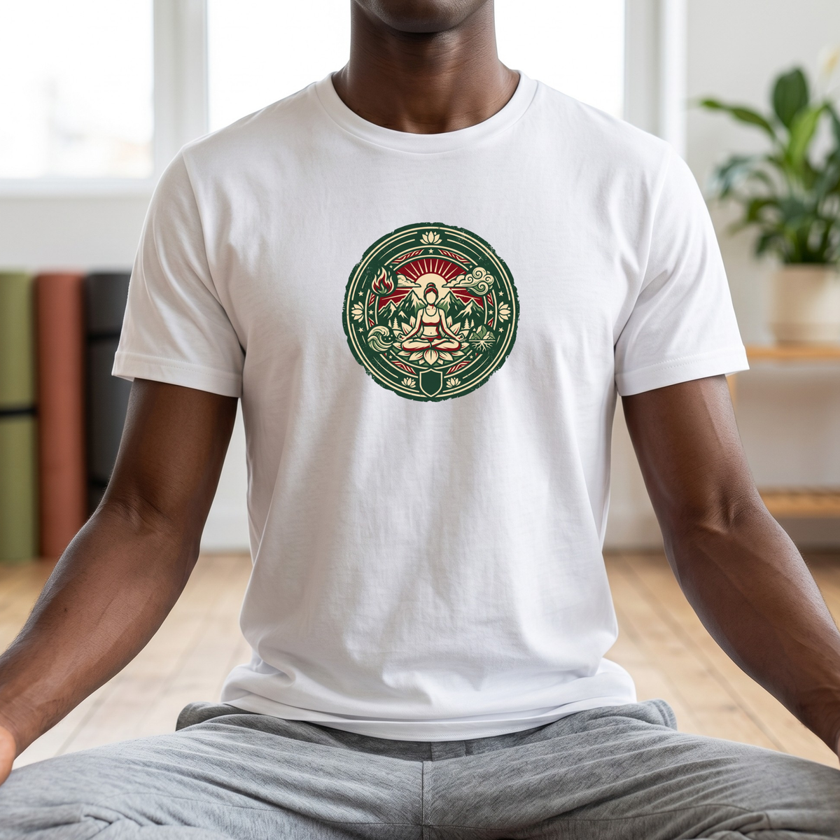 Vintage Four Elements Yoga Pose Badge T-Shirt