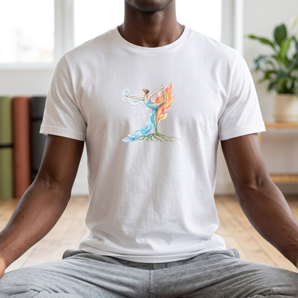 Watercolor Four Elements Yoga Pose T-Shirt