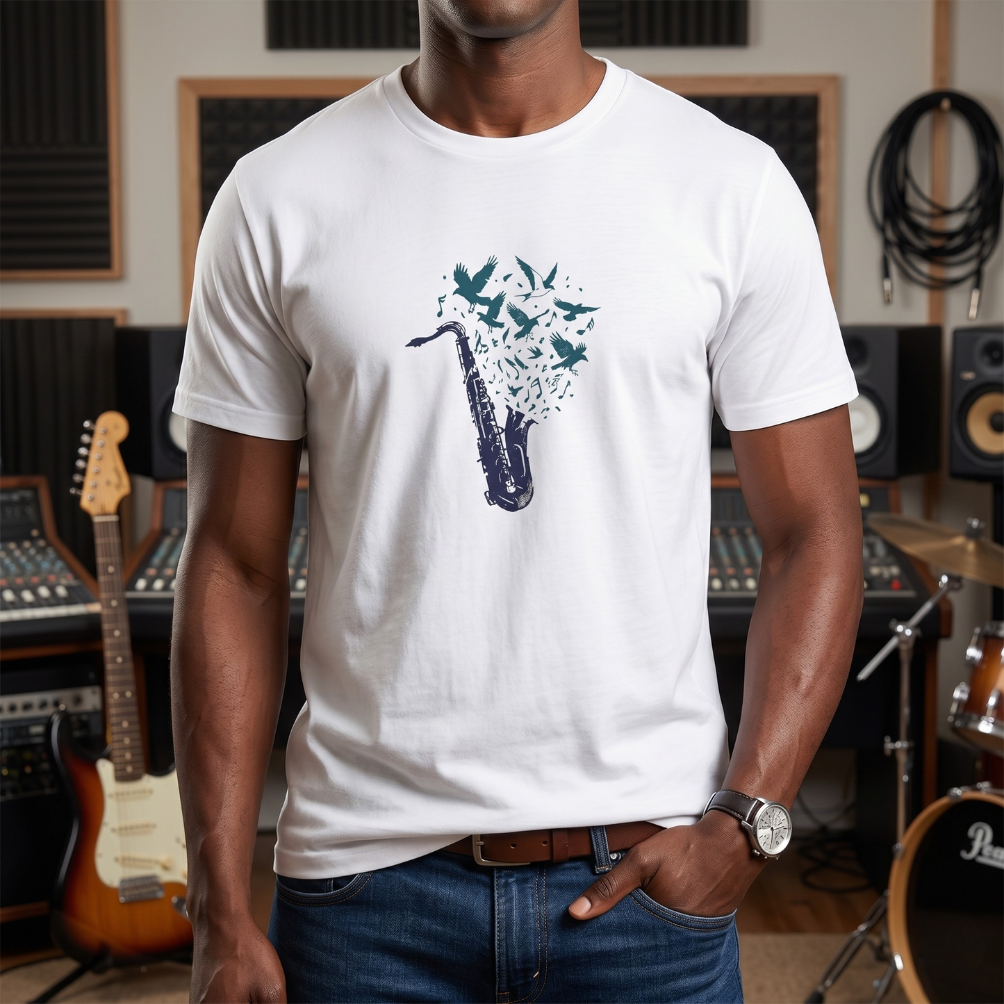 Saxophone & Birds T-Shirt