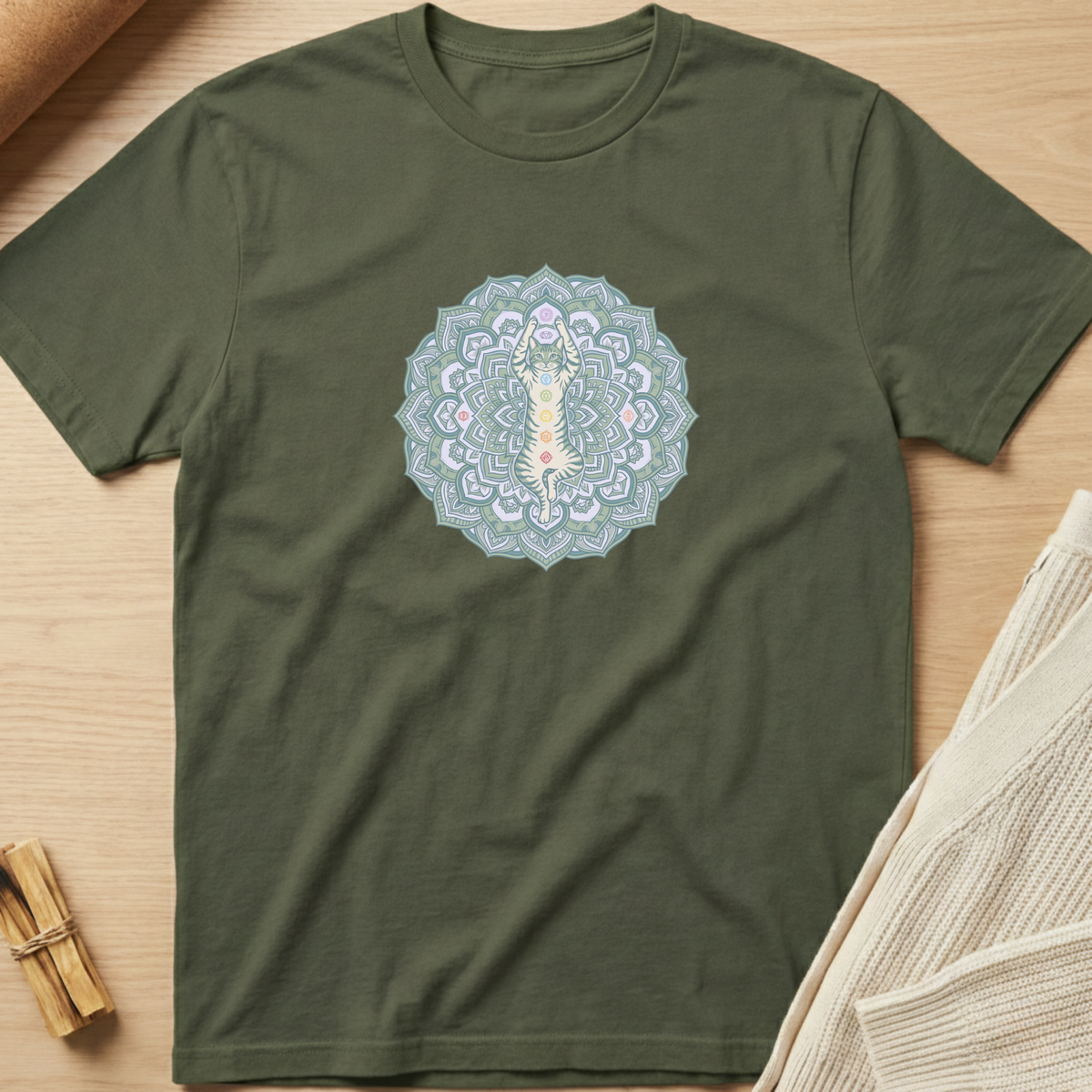 Chakra Cat Mandala T-Shirt