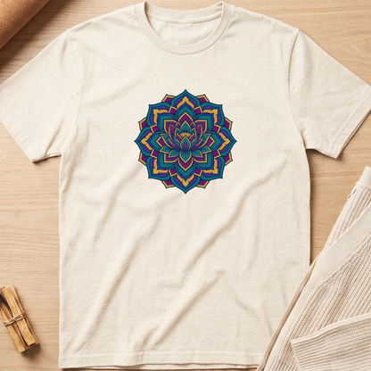 Deep Teal Floral Mandala T-Shirt