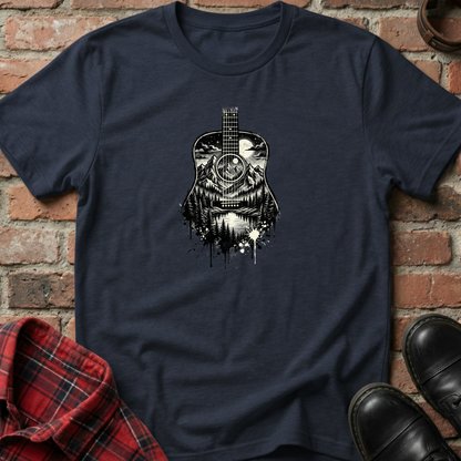 Black and White Mountain Guitar T-Shirt