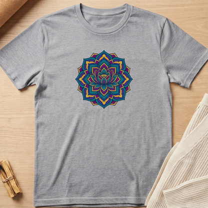 Deep Teal Floral Mandala T-Shirt