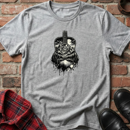 Black and White Mountain Guitar T-Shirt