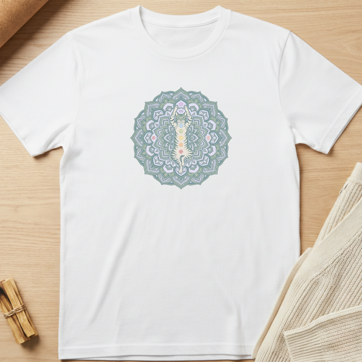 Chakra Cat Mandala T-Shirt
