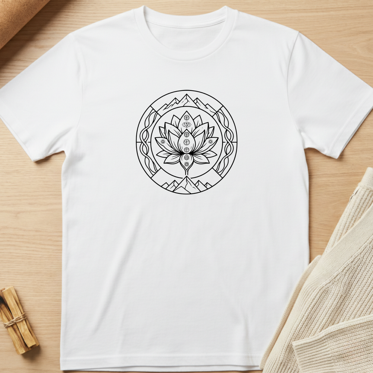 Chakras & Mountain Lotus Flower T-Shirt